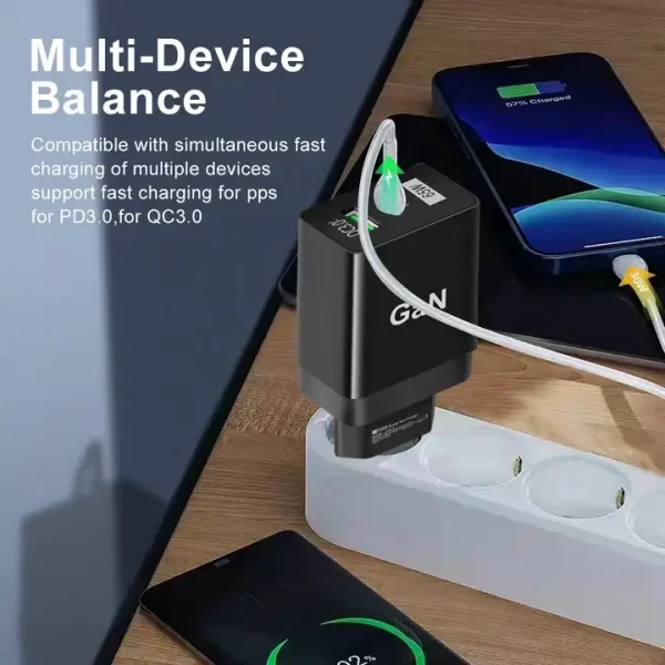 US/EU/UK 65W GaN Super Quick Charger QC3.0+USB C Fast Charger PD65W Gan charger Compatible for Laptop ipad iPhone Huawei Xiaomi - Image 8