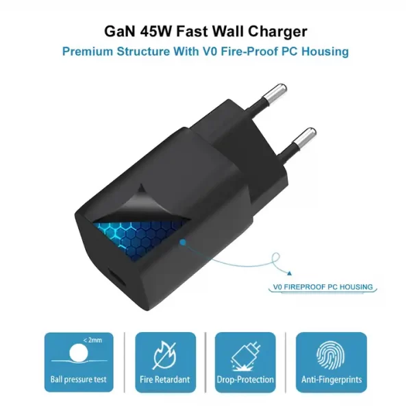 Factory Price PD Phone Chargeur Cargador GaN Type C 45W Super Fast Charger for Samsung - Image 7